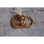 3 22ct Gold Wedding bands 11.2g total weight