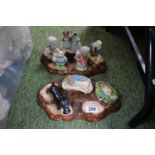Colelction of Royal Albert Beatrix potter figures, 2 Beswick stands and a Beswick Terrier