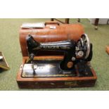 Oak Cased Sewing machine Y1599015 with Instruction Manual