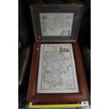 Oak framed Bedfordshire Map and a Huntingdon Reproduction Map