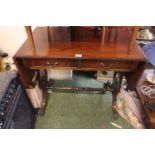 20thC Drop leaf Sofa table of two drawers with Lyre ends