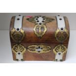 19thC Walnut domed brass bound 2 section Tea Caddy