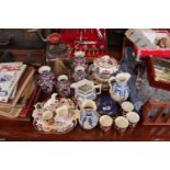 Collection of 19thC and later Ceramics inc. Royal Crown Derby, Carltonware, Butter Churn etc