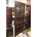 Oak Leaded glazed corner cabinet