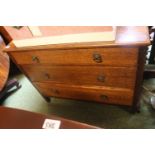 Oak Chest of 3 drawers with metal drop handles and straight supports