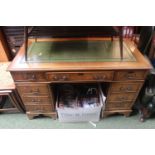 Leather topped 20thC Pedestal desk