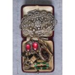 Collection of 19thC and later Paste Brooches and a Silver ingot pendant