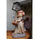 Edwardian Goldscheider type pottery figural lamp base