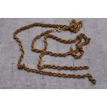 9ct Gold Rope twist Necklace (break to middle) 10.8g total weight