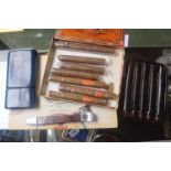 Collection of Cigar Smoking items inc. Cutter, Leather Holder, Lowenbrau leatherette holder, Henri