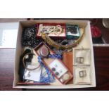 Tray of assorted 19thC and later Costume jewellery inc. Tiara, Silver Buckles etc