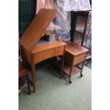 Singer Sewing machine on teak base and a Sewing box with contents