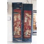 Pair of Early 19thC Chinese Silk wall hangings 113cm in Length