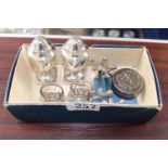 Pair of Silver Pepperettes, Pair of SIlver placeholders, Pair of Silver ended with Jade supports and