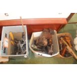 3 Boxes of assorted Vintage Wooden Tools inc. Planes, Chisels etc