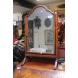 19thC Walnut dressing table mirror on scroll feet