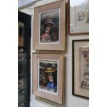 S. Reno - Parisian Mid 20th Century, Pair of Oils portraits of 'Young girl with goldfish' and 'Young