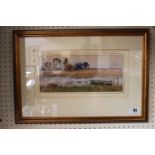 Frank Richards RBA 1881-1925; Watercolour of a rowing boat in countryside scene. 31 x 13cm