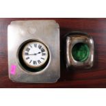 2 Early 20thC Silver Pocket watch desk stands and pocket watch with roman numeral dial