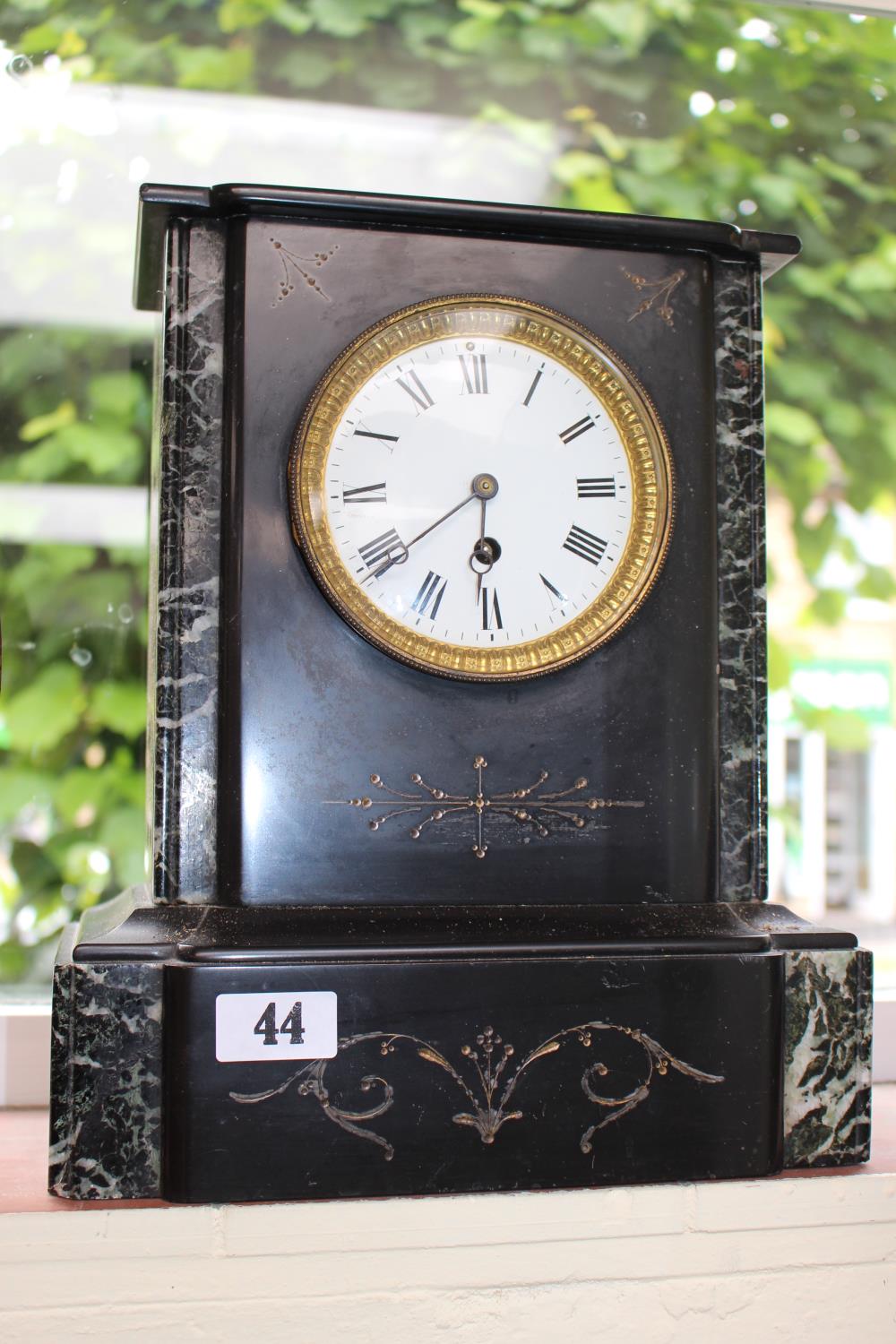 Large Victorian Slate and Marble Mantel clock with Roman numeral dial 33cm in Height