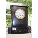 Large Victorian Slate and Marble Mantel clock with Roman numeral dial 33cm in Height