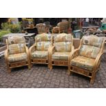 4 Piece Cane upholstered conservatory suite