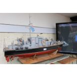 WWII Radio Controlled boat on stand. 90cm in Length