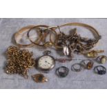 Good quality Silver Charm bracelet, 2 9ct Gold Bar brooches and assorted Jewellery
