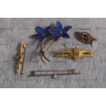 2 Edwardian 9ct Gold Bar brooches 4.8g and assorted Jewellery.