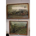 2 Oil on boards Les Perrin, 2 Locomotive 60050 & 60006 Sir Ralph Wedgwood signed