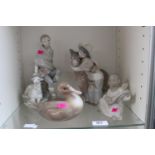 Collection of Lladro figures inc. Donkey, Herder, Duck etc (4)