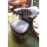19thC Button back Chair on turned supports