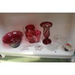 Colelction of 19thC and later Cranberry glassware and clear glassware
