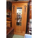 Good quality Edwardian Satinwood single wardrobe with mirrored door