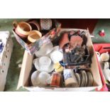 Box of assorted Ceramics inc. Thomas of Germany, Kodak Camera etc