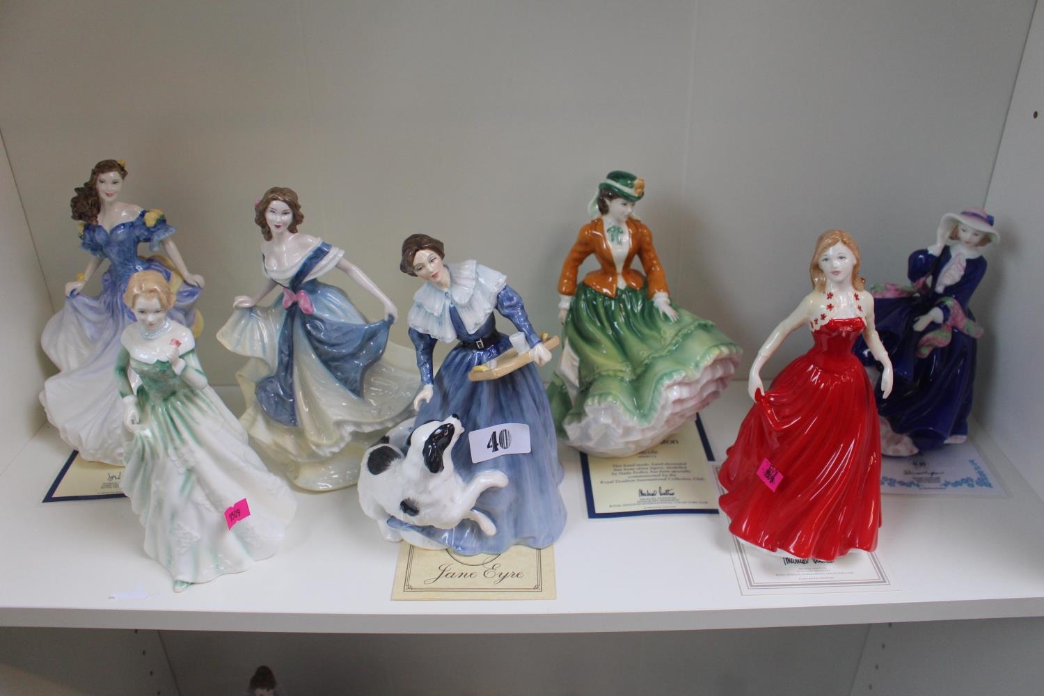 Collection of 7 Royal Doulton figurines including Grace, Jane Eyre etc