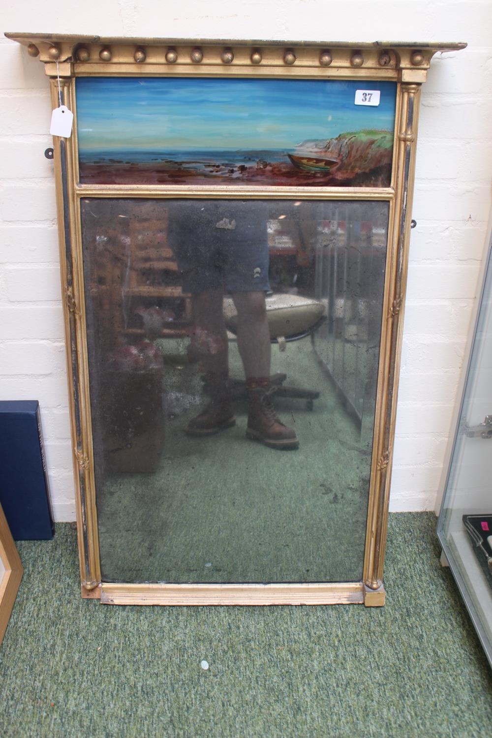 George III Gilt framed mirror with Gesso Ormolu decoration with original Silvered bevel edge mirror.