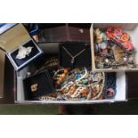 Box of assorted Ladies Costume necklaces, Claw Brooch etc