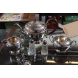 Edwardian Silver 3 Piece Tea Set of panelled design Sheffield 1934. 798g total weight with handles