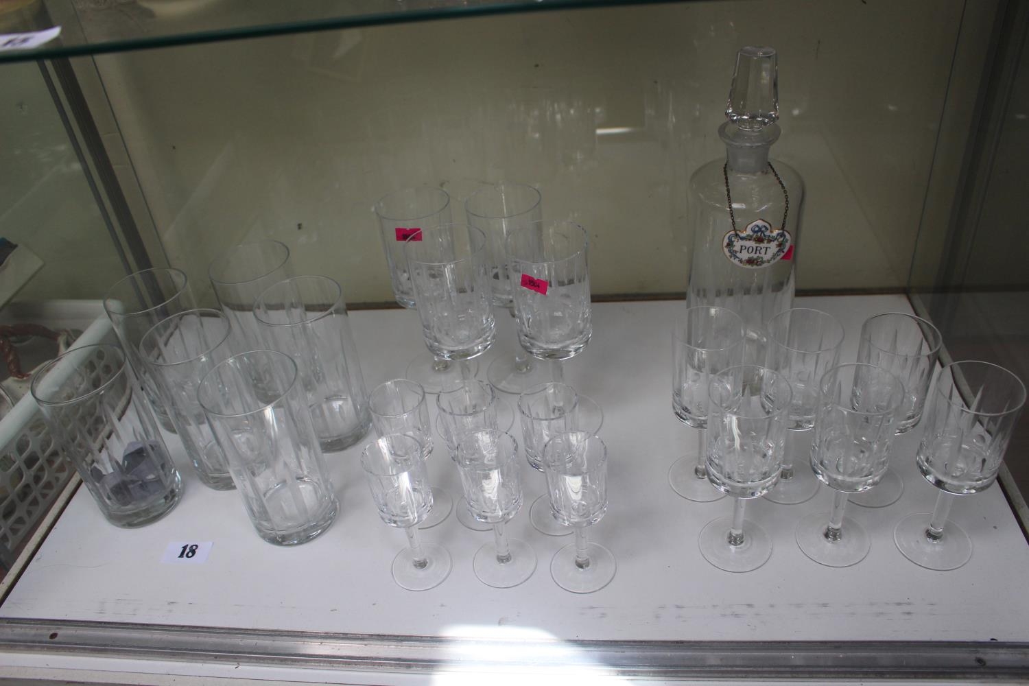 Good Collection of Cut glassware inc Decanter, High Ball glasses, Tot glasses etc - Image 2 of 2