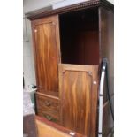 Georgian Mahogany Linen press with panelled doors and drawer base