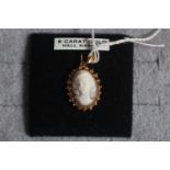 Ladies 9ct Gold mounted Pendant Cameo