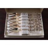 Set of 6 White metal dessert forks marked Norway