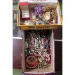 Box of assorted Ladies Costume necklaces, Brooches, Bangles etc