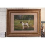 Dormie Dandy Framed Oil on board of a Parsons Terrier in Gesso frame