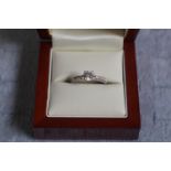 Ladies Platinum 0.71ct Diamond Solitaire ring with stone set shoulders GIA E SI2 with Diamond set