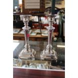 Pair of Silver on Copper Candlesticks. 24cm in Height
