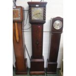 Good quality Early 20thC Oak cased Grandmother clock with Brass Roman numeral dial