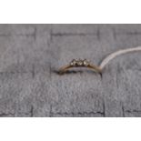 Ladies 18ct Gold Three stone Diamond Ring 1.6g total weight. Size N