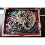 Jewellery box with assorted contents inc. Necklaces, Pendants etc